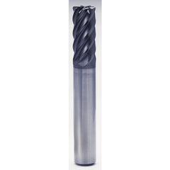 3/4″ × 3/4″ × 1 1/2″ × 4″ 6 Flute 0.0150″ C/R Carbide End Mill-Plain Shank - Y-Coating - Exact Industrial Supply