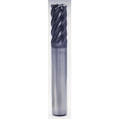 3/4″ × 3/4″ × 2 3/4″ × 5″ 6 Flute 0.0600'' C/R Carbide End Mill-Plain Shank - Y-Coating - Exact Industrial Supply