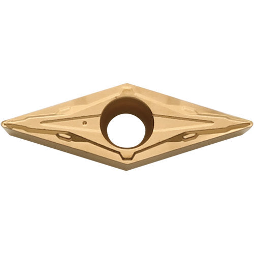 VCMT 151505 PP CA515, 0.0079″ Corner Radius, 3/32″ Thick, 3/16″ Inscribed Circle, TiCnulll2O3/TiN, Diamond, Turning Indexable Insert - Exact Industrial Supply