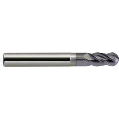 ‎1/2″ Dia. × 1/2″ Shank × 1-3/4″ DOC × 4 OAL, Carbide nACRo, 4 Flute, Ballnose End Mill - Exact Industrial Supply