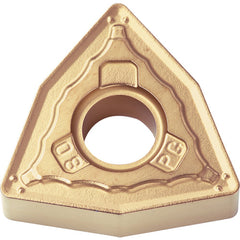 WNMG 431 PG CA525, 1/64″ Corner Radius, 3/16″ Thick, 1/2″ Inscribed Circle, TiCnulll2O3/TiN, Trigon, Turning Indexable Insert - Exact Industrial Supply