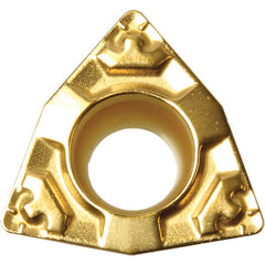 WPMT 2151 GP CA5525, 1/64″ Corner Radius, 3/32″ Thick, 1/4″ Inscribed Circle, TiCnulll2O3/TiN, Trigon, Turning Indexable Insert - Exact Industrial Supply