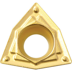 WPMT 2151 HQ CA5515, 1/64″ Corner Radius, 3/32″ Thick, 1/4″ Inscribed Circle, TiCnulll2O3/TiN, Trigon, Turning Indexable Insert - Exact Industrial Supply