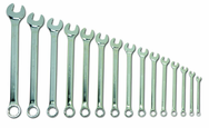 Snap-On/Williams Fractional Combination Wrench Set -- 15 Pieces; 12PT Satin Chrome; Includes Sizes: 5/16; 3/8; 7/16; 1/2; 9/16; 5/8; 11/16; 3/4; 13/16; 7/8; 15/16; 1; 1-1/16; 1-1/8; 1-1/4" - Benchmark Tooling