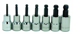 7 Piece - 1/8; 5/32; 3/16; 7/32; 1/4; 5/16; & 3/8" - 3/8" Drive - Ball Hex Socket Set - Benchmark Tooling