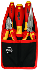5 Piece - Insulated Belt Pack Pouch Set with 6.3" Diagonal Cutters; 8" Long Nose Pliers; Slotted 3.0; 4.5 and Phillips # 2 Screwdrivers in Belt Pack Pouch - Benchmark Tooling