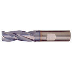 9/32″ × 5/16″ × 7/16″ × 2″ RHS / RHC Solid Carbide 3-Flute Square End High-Performance End Mill for Steel and Stainless Steel - TiCN - Exact Industrial Supply