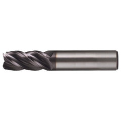 1/2″ × 1/2″ × 2″ × 4″ RHS / RHC Solid Carbide 4-Flute Corner Radius End Mill - Bright - Exact Industrial Supply