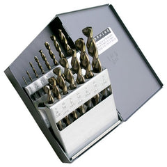 ‎1/16-1/2 RHS / RHC HSS 135 Degree Split Point Heavy Duty Black & Gold Parabolic Jobber Length Drill Set - Black & Gold