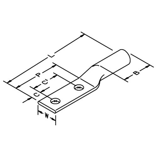 3M Scotchlok Copper Two Hole Long Barrel Lug 31122 up to 35 kV 4 AWG Gray - Benchmark Tooling