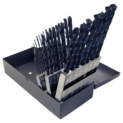 ‎1/16-1/2 RHS / RHC HSS 118 Degree Radial Point General Purpose Taper Length Drill Set - Steam Oxide - Exact Industrial Supply