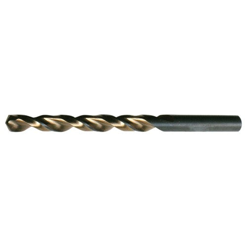 9.50mm RHS / RHC HSS 135 Degree Split Point Heavy Duty Parabolic Jobber Length Drill - Black & Gold - Exact Industrial Supply