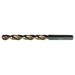 1/2 RHS / RHC HSS 135 Degree Split Point Heavy Duty Parabolic Jobber Length Drill - Black & Gold - Exact Industrial Supply