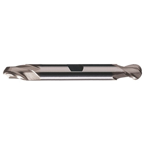 ‎9/32″ Dia. × 3/8″ Shank × 9/16″ DOC × 3-3/8″ OAL, HSS TiCN, Spiral , 2 Flute, CW Helix, Weldon, Ballnose End Mill - Exact Industrial Supply