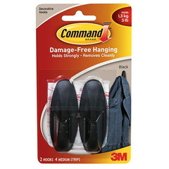 Command Medium Black Designer Hooks 2 hooks 4 strips 17081BLK-ES - Exact Industrial Supply