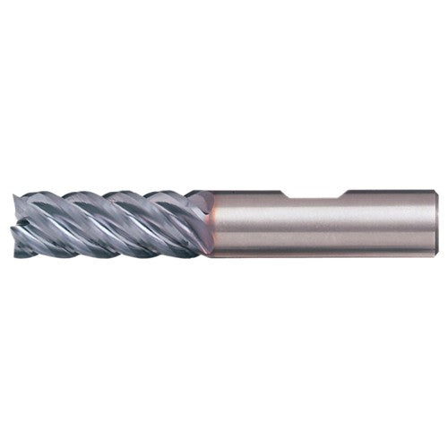 3/8″ × 3/8″ × 1/2″ × 2″ RHS / RHC Solid Carbide 5-Flute High-Performance End Mill for Steel - Bright - Exact Industrial Supply