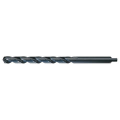 19/32 RHS / RHC HSS 118 Degree Radial Point Automotive Tanged Shank Style Taper Length Drill - Steam Oxide - Exact Industrial Supply
