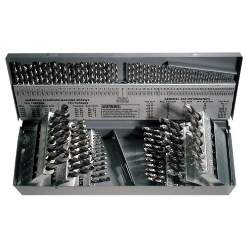 ‎1/16-1/2, A-Z, #1-#60 RHS / RHC HSS 118 Degree Radial Point General Purpose Jobber Lengh Drill Set - Bright - Exact Industrial Supply