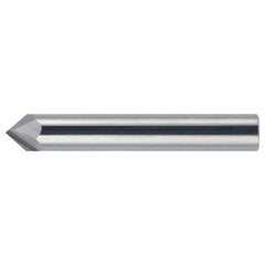 3/16″ × 3/16″ × 2″ STR / RHC Solid Carbide 2-Flute Single End Chamfer Tool - Bright - Exact Industrial Supply