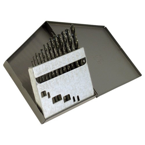 ‎1/16-1/4 RHS / RHC HSS 135 Degree Split Point Heavy Duty Jobber Length Drill Set - Steam Oxide - Exact Industrial Supply
