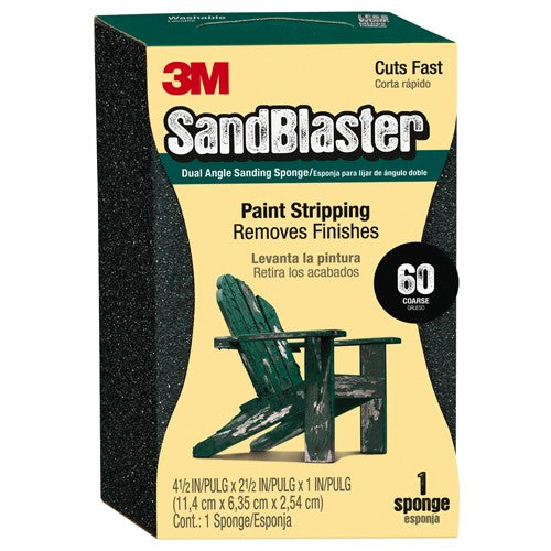 3M SandBlaster EDGE DETAILING Sanding Sponge 9558 60 grit 4 1/2″ × 2 1/2 × 1″ - Benchmark Tooling