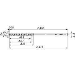 MVS0102X12S030 DP1020 0.04″ Dia. × 0.118″ Shank × 0.677″ Flute Length × 2.173″ OAL, 140°, 2 Flute, Coolant Thru, Solid Carbide Drill