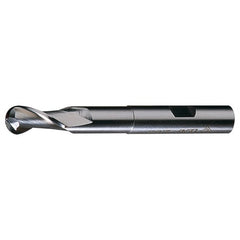 ‎7/16″ 1/2″ 1″ 3-3/4″ RHS / RHC HSS HSS Single End 2-Flute Center Cutting Extended Neck Ball Nose Finishing End Mill - Bright - Exact Industrial Supply