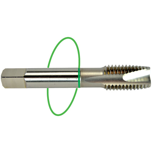 ‎1/4-28 Dia-H3-2 FL-Std Spiral FL Tap - Green Ring - Benchmark Tooling