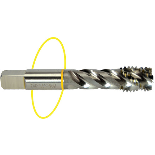 ‎3/8-16 Dia-H3-3 FL-Std Spiral FL Tap - Yellow Ring - Benchmark Tooling