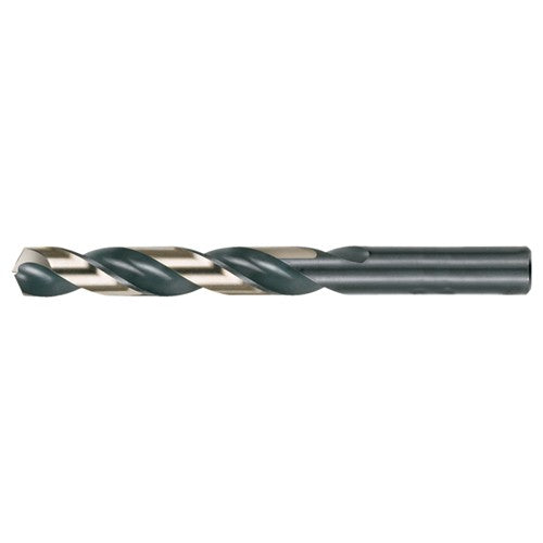 V RHS / RHC HSS 135 Degree Split Point Heavy Duty Jobber Length Drill - Black & Gold - Exact Industrial Supply