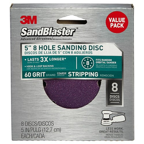 3M SandBlaster Sanding Discs 99621SB-ES 5″ × 8Hole 60 grit - Benchmark Tooling
