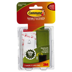 Command Sawtooth Picture Hangers Value Pack 17042-ES 3 hangers 6 strips - Exact Industrial Supply