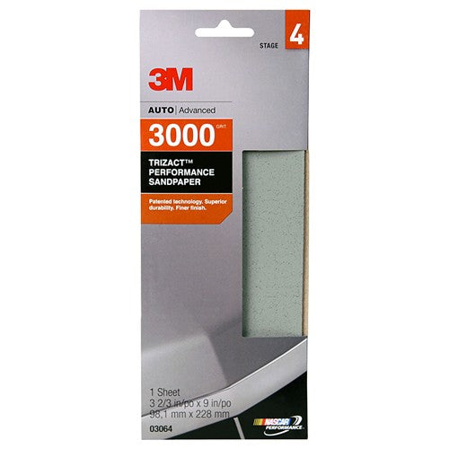 ‎3M Trizact Performance Sandpaper 03064 3-2/3″ × 9″ 3000 grit - Benchmark Tooling
