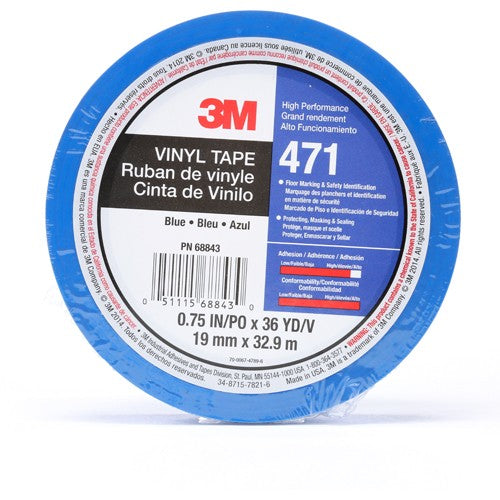 3M Vinyl Tape 471 Blue 3/4″ × 36 yd 5.2 mil Individually Wrapped Conveniently Packaged - Benchmark Tooling