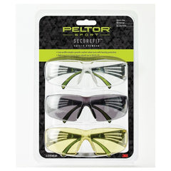 ‎Peltor Sport SecureFit Safety Eyewear SF400-P3PK-6 3 Pack: Clear + Amber + Gray Lenses AF - Benchmark Tooling