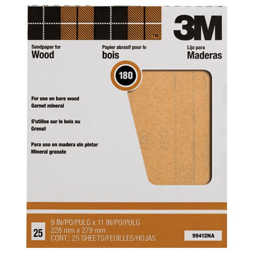 3M Garnet Sanding Sheets 99412NA 9″ × 11″ 180 grit - Benchmark Tooling