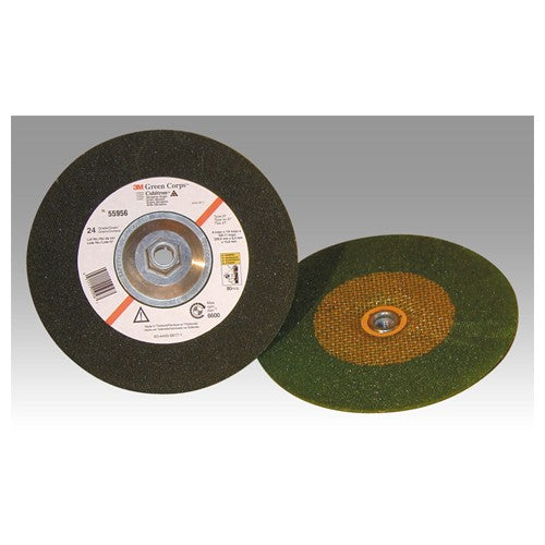 3M Green Corps Depressed Center Wheel 24 Grit 4″ × 1/4″ × 3/8″ 10 - Benchmark Tooling