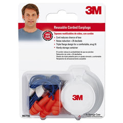 3M Corded Reusable Earplugs 90716H3-DC 3 pairs with case per pack 10 packs/case - Benchmark Tooling