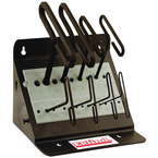 10 Piece - 3/32 - 3/8" T-Handle Style - 9'' Arm- Hex Key Set with Plain Grip in Stand - Benchmark Tooling