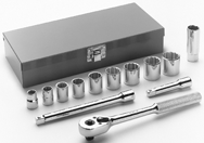 13 Piece - #A31 - 3/8 to 7/8" - 3/8'' Drive - 12 Point - Socket Set - Benchmark Tooling