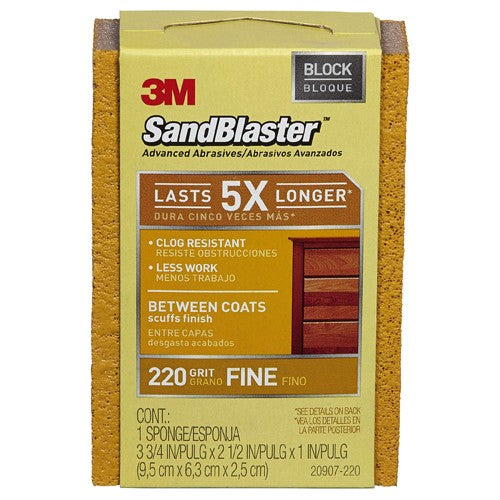 ‎3M SandBlaster Advanced Sanding Sanding Sponge 20907-220 220 grit 3-3/4″ × 2-1/2 × 1″ - Benchmark Tooling