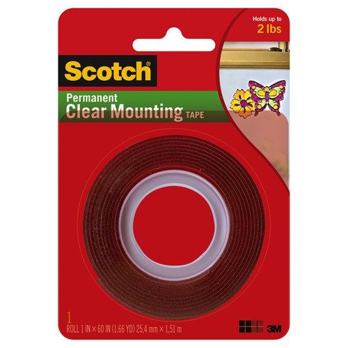 Scotch Clear Double-Sided Mounting Tape 410S-SR 1″ × 60″ (2.54 cm × 1.52 m) - Benchmark Tooling