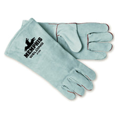 Welding Gloves - Gray Economy Shoulder Grade - Cotton Lined - Wing Thumb - Size Large - Benchmark Tooling