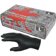 NitriSheild Stealth Gloves - 3 mil Black Nitrile - Industrial/Food Grade - Powder Free - Box of 100 - Size Medium