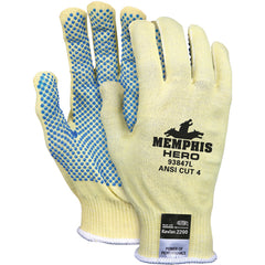 MCR Safety Cut Pro Hero Gloves - 13 Gauge Kevlar / Stainless Steel / Spandex - PVC Dots on Palm - Size Large - Benchmark Tooling