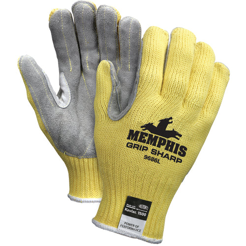 MCR Safety Cut Pro Gloves - 7 Gauge Kevlar Shell - Leather Palm - Size X-Large - Benchmark Tooling