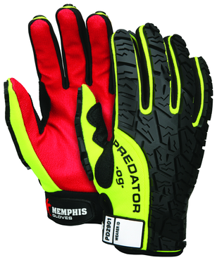 Predator Hi-Vis, Synthetic Palm, Tire Tread TPR Coating Gloves - Size Medium - Benchmark Tooling