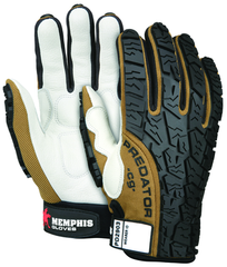 Predator Foam Padded Cow Grain Leather Palm, Tire Tread TPR Coating Gloves - Size Large - Benchmark Tooling