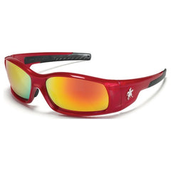 Safety Glasses - Fire Mirror Lens - Red Frame SR1 Style - Benchmark Tooling