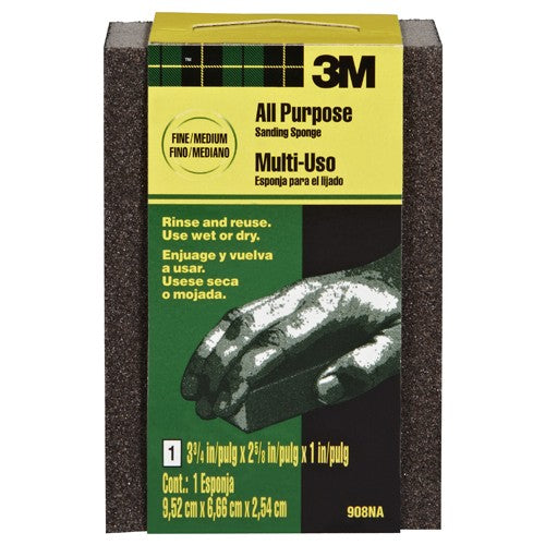 3M Sanding Sponge 908-ESF Dual Grit Block 3 3/4″ × 2 5/8″ × 1″ Fine/Medium - Benchmark Tooling